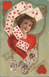 To My Valentine, Queen of My Heart - Lady with Heart Suit of Cards Women Postcard Postcard Postcard