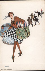 Woman on a Shopping Trip Postcard