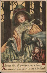 Woman with Elf Postcard