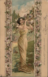 Woman with Flowers Postcard