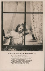 Scatter Seeds of Kindness - Little Girl Looking out a Window Postcard