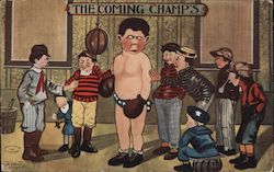 The Coming Champs - Boxer surrounded by fans Postcard