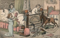 Children Enjoying Gifts on Christmas Morning Postcard