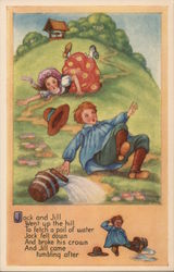 Jack & Hill Tumbling Down the Hill Nursery Rhymes Postcard Postcard 