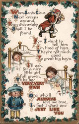 When Santa Claus Next creeps around, Then wide awake Shall I be found ... Postcard