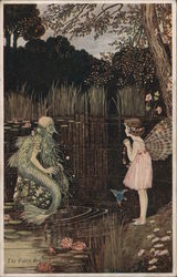 The Fairy Bridget and the Merman Fantasy Postcard Postcard Postcard