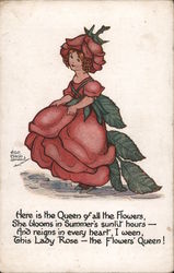 Lady Rose -- the Flowers' Queen "Flower Fairies" Serial No. 519 Signed AGC Marsh Lambert Postcard