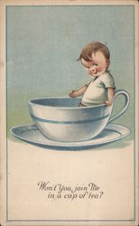 Won't you join Me in a cup of tea Postcard