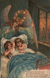 Poem: Watching o'er their little bed Postcard