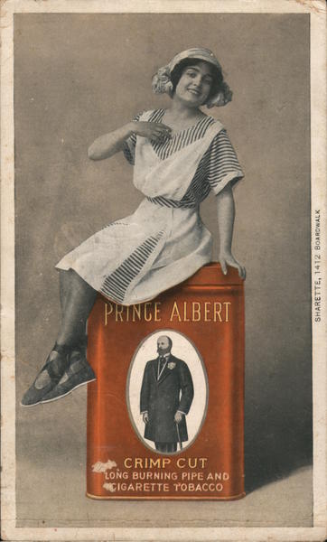 Girl Sitting Atop Giant Prince Albert Tobacco Can Winston-Salem North Carolina