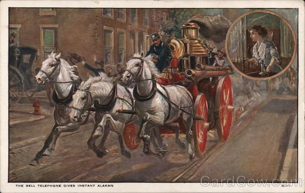 Horse-drawn Fire Engine - Bell Telephone Advertising