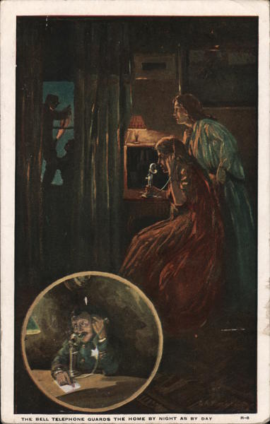 The Bell Telephone guards the home by night as by day