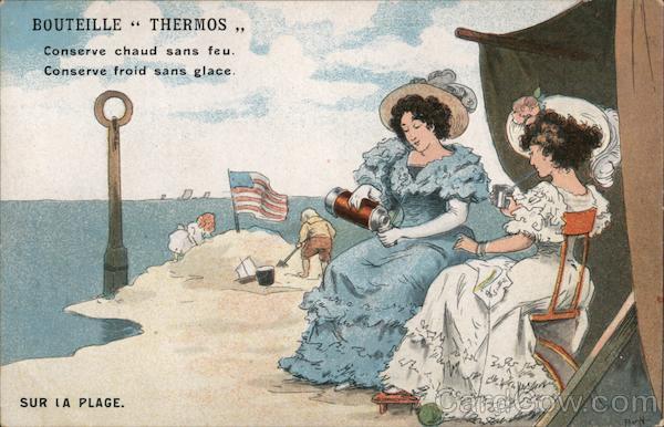 Thermos Bottle on the Beach France Advertising
