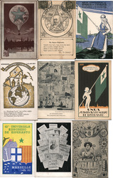 Lot of 9: Esperanto Cards, Rare, Poster-Style Postcard