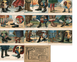 Set of 10: Woonsocket Rubber Co. Footwear of Nations Postcards Postcard