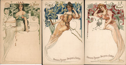 Set of 3: Hildesheimer Art Nouveau Women Advertising Postcard Postcard Postcard