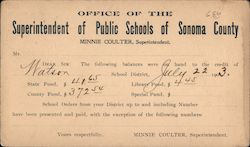 Minnie Coulter Superintendent of Public Schools Postcard