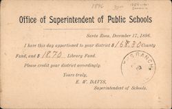 Office of Superintendent of Public Schools Santa Rosa, CA Postcard Postcard Postcard