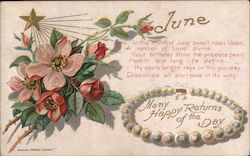 Roses And Pearls To Celebrate A Birthday Postcard