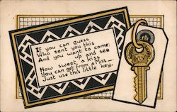 "Just Use this little Key" Postcard