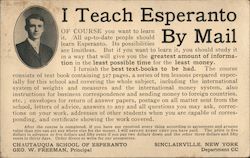 George W. Freeman Chautauqua School of Esperanto Postcard