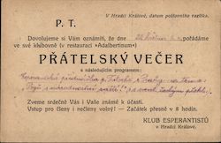 Esperanto Postal Card - Czech? Postcard Postcard Postcard
