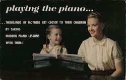 Swain's House of Music - Playing the piano, thousands of mothers get closer to their children by taking modern piano lessons wit Postcard