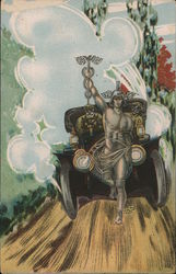 Mercury Running in Front of a Model T Postcard
