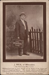 J. Wick - The Advertising Man, on Foot Milwaukee, WI Postcard Postcard Postcard