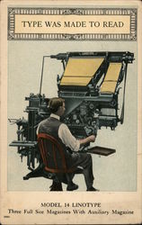 Type Was Made To Read Model 14 Linotype Three Full Size Magazines With Auxiliary Magazine Postcard
