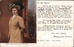 A Young Girl's Success No. 8 - Miss Evers, The Bank Official gives a review of Behnke-Walker Business College Postcard