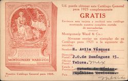Montgomery Ward Catalog 1925 - Departamento de Exportación Mexico Postcard