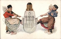 Dutch Children with Phillips Light Bulb Postcard
