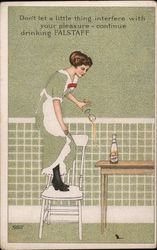 Fade-Away Lemp Falstaff Woman on Chair, Mouse Postcard