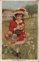 Girl Picking Daisies With a Basket of Heinz Products Pittsburgh, PA Postcard Postcard Postcard