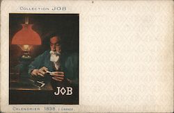 Job Rolling Papers Man Rolling Cigarette Postcard