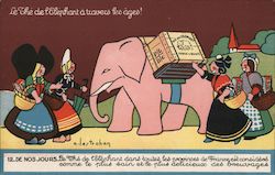 Le Thé de l'Éléphant a travers les ages! (Elephant Tea through the ages) - 97 Boulevard Camille Flammarion Marseille, France Adv Postcard