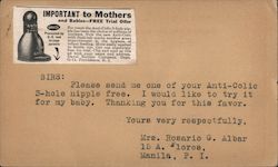 Davol Rubber Company Anti-Colic 3-hole Nipple Postcard