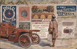 French Automobile Advertising Pneu L'electric Postcard