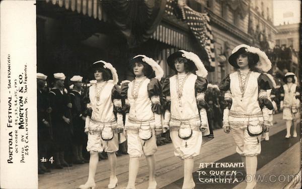 Portola Festival 1913 - Attendants to Queen Conchita San Francisco California