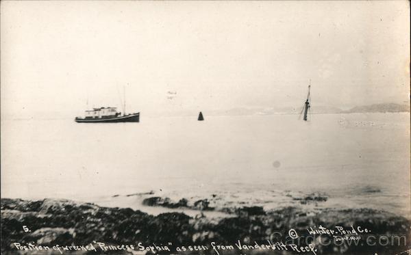 Position of wrecked Princess Sophia as seen from Vanderbilt Reef