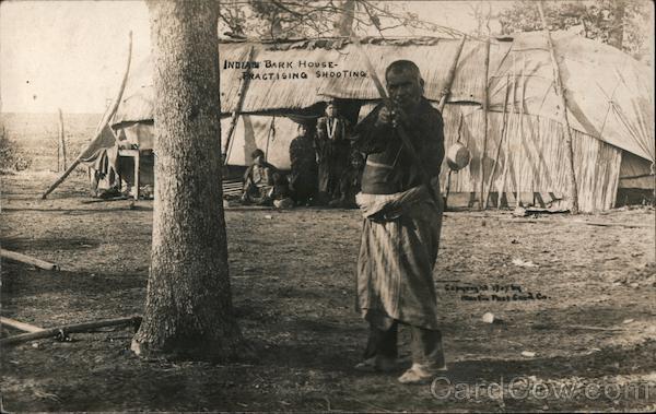 Indian Bark House - Practising Shooting Native Americana