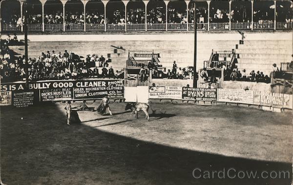 Bull fight in progress in an arena El Paso Texas
