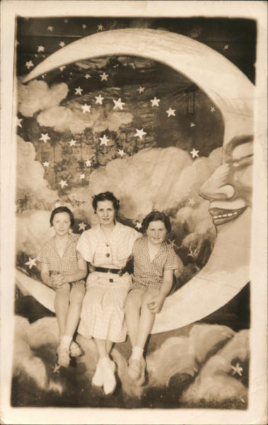 Woman and Two Girls Paper Moon Moons