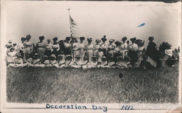 Decoration Day 1912 - Group of women and girls wearing hats and dresses, posing outside