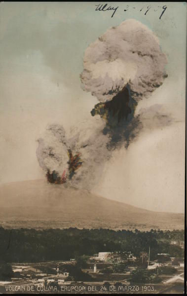 Eruption of Volcan de Colima Mexico