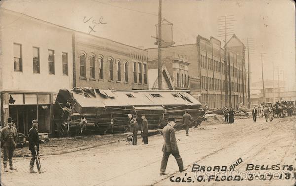 Damage from the Columbus Ohio Flood on Broad and Belle streets