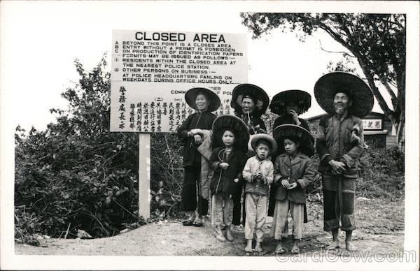 Family at New Territories of Hong Kong Closed Area sign