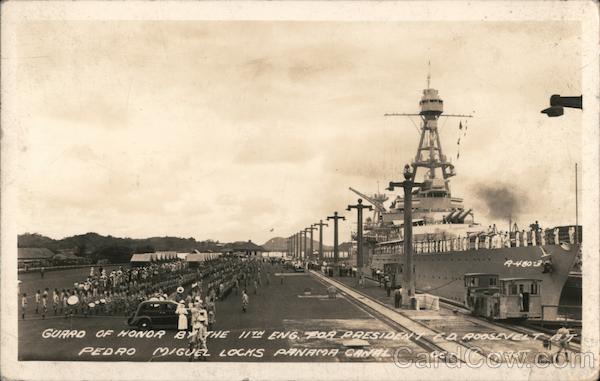 Guard of Honor by the 11th Eng. For president F.D. Roosevelt. Pedro Miguel Locks, Panama Canal, Oct. 16, 1935