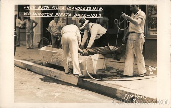 Wilmington Fiesta Days 1939 Free Bath for a Beardless Man Los Angeles California